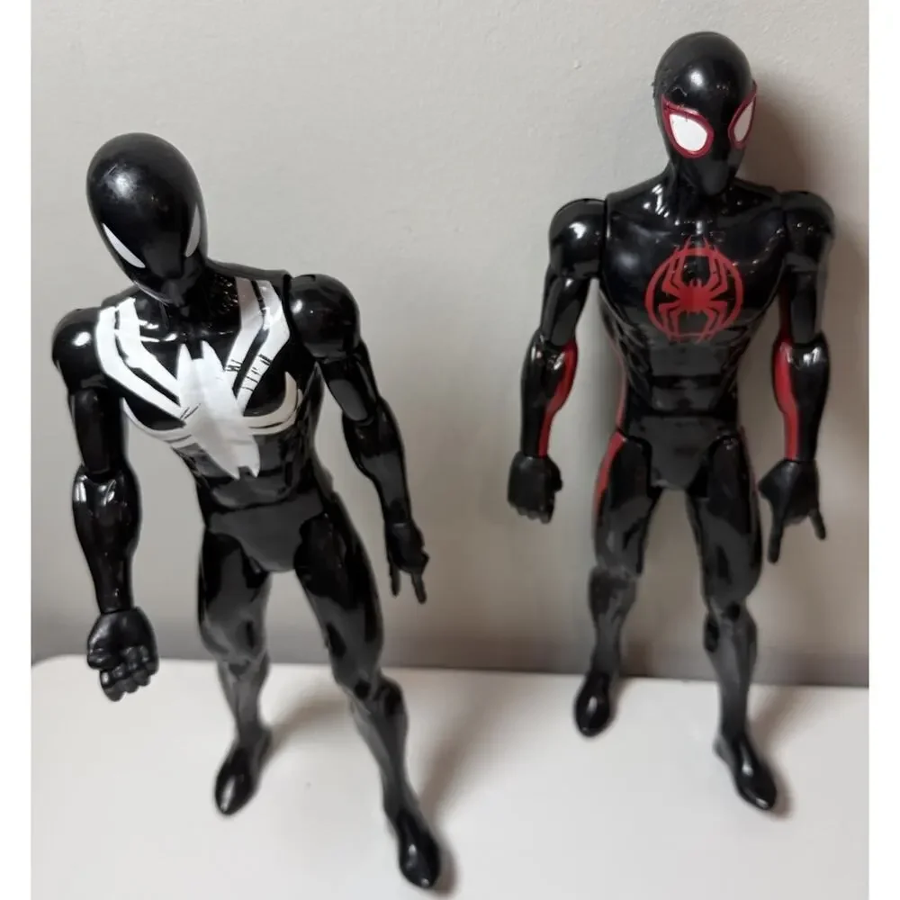 Marvel Spider-Man Titan Hero 12” Lot of 2 Black Suit & Miles Morales Hasbro